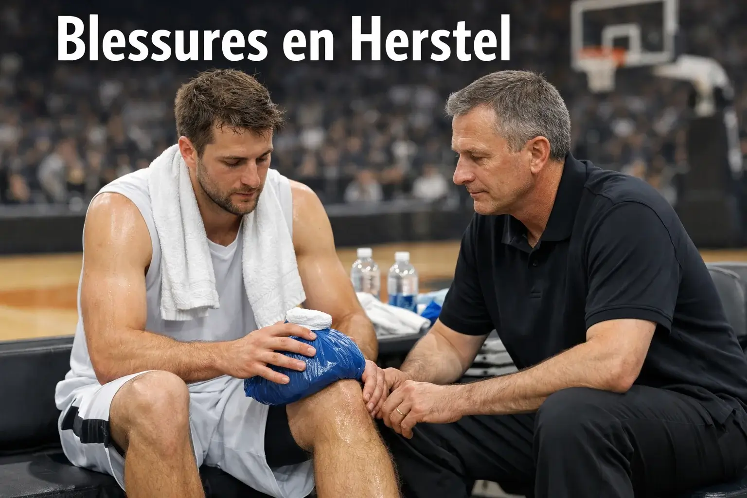 Basketbalspeler rust op de bank tijdens load management