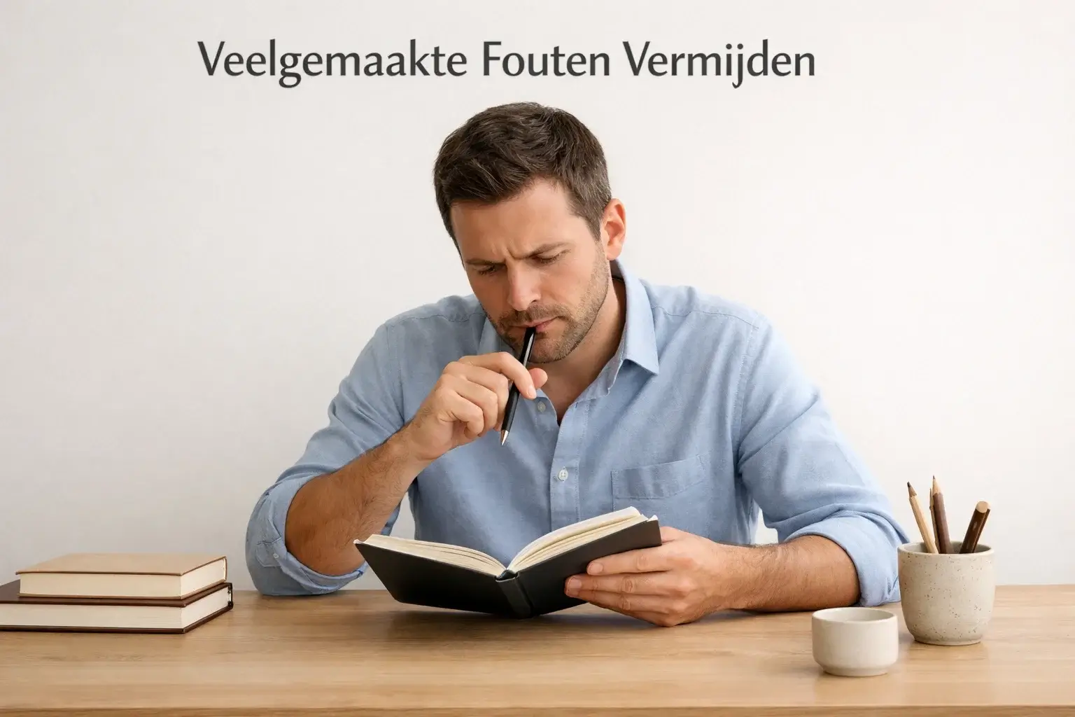 Persoon reflecteert op beslissingen met notitieboek