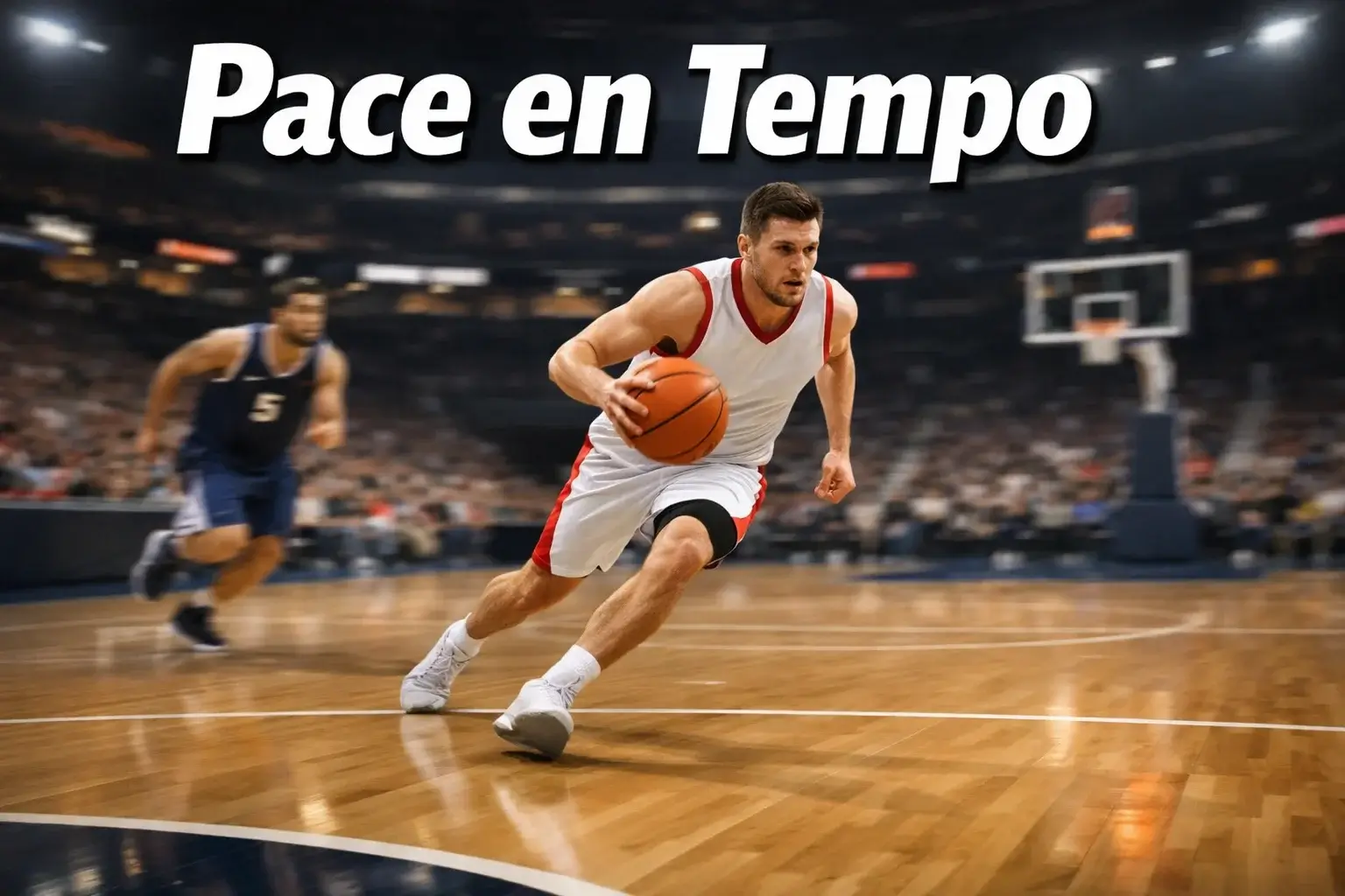 Snelle basketbalactie toont het hoge tempo van het spel
