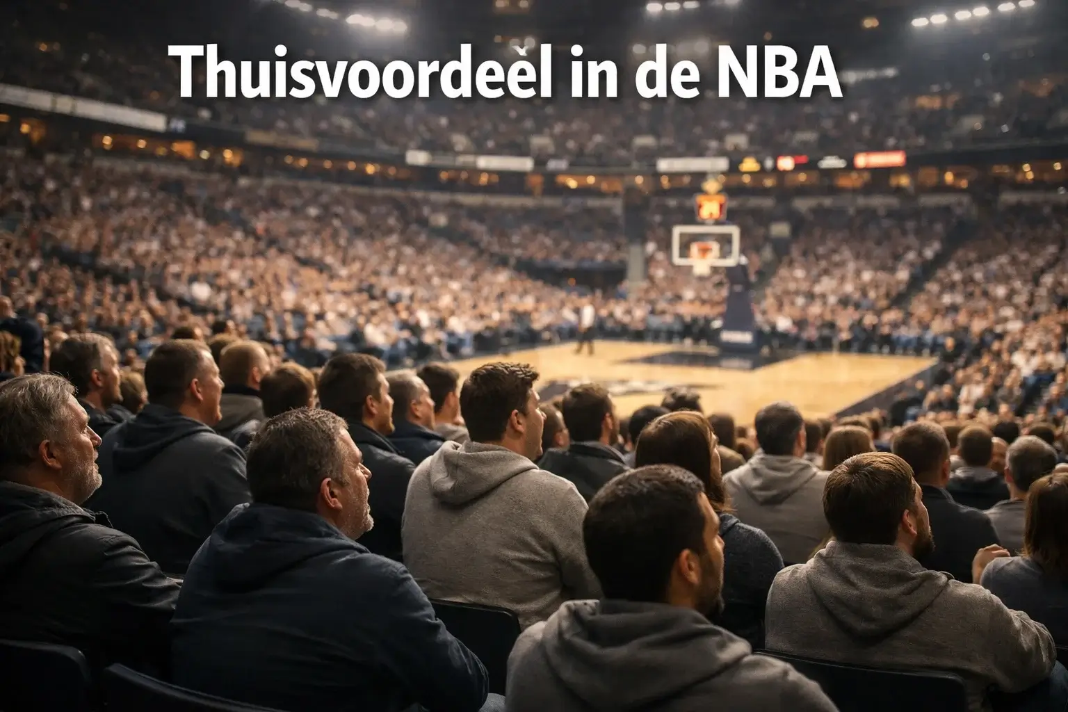 Enthousiast thuispubliek steunt het basketbalteam in een volle arena