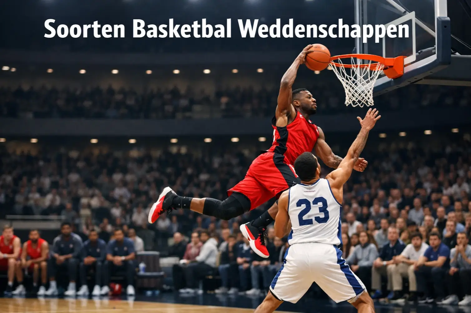 Verschillende basketbalacties die diverse weddenschapstypes symboliseren